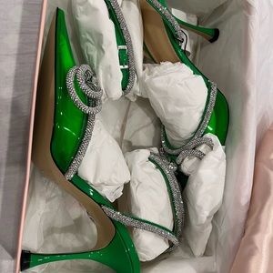 Mach and Mach double bow patent sandals